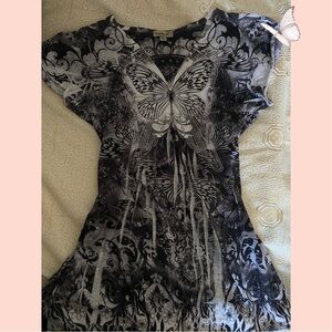 black and white butterfly top almost like a dress